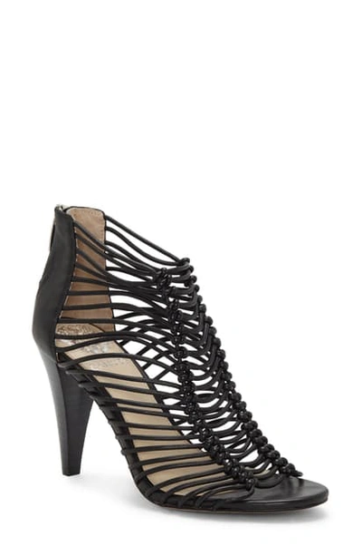 Vince Camuto Alsandra Strappy Cage Sandal In Black Leather