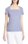 Lafayette 148 Plus-size Swiss Cotton Rib Corinne Top In Bluestone