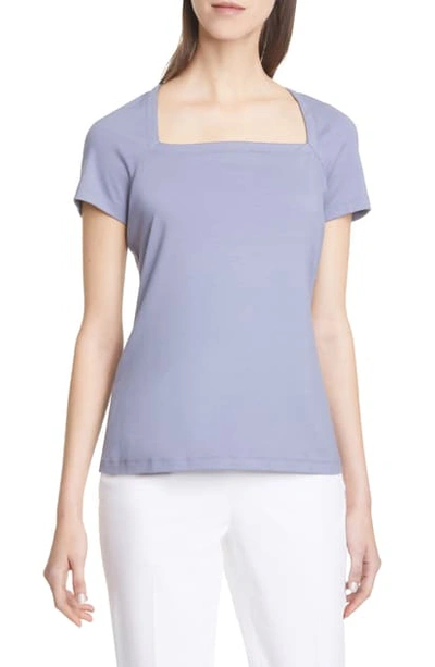 Lafayette 148 Plus-size Swiss Cotton Rib Corinne Top In Bluestone