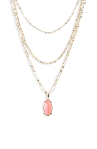 Kendra Scott Ellie Layered Necklace In Gold Iridescent Coral Illusion