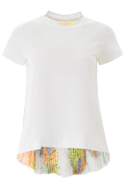 Sacai Short Sleeve Pleated Back T-shirt In White