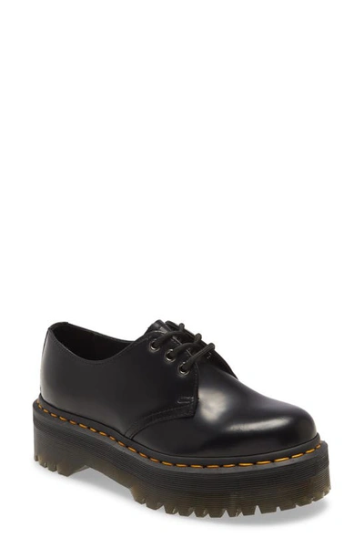 Dr. Martens 1461 Quad Smooth Leather Platform Oxford In Black