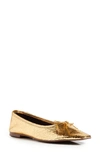 Schutz Women's Arissa Embossed Square-toe Flats In Ouro Leather
