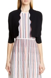 Lela Rose Scallop-trimmed Knit Bolero In Black