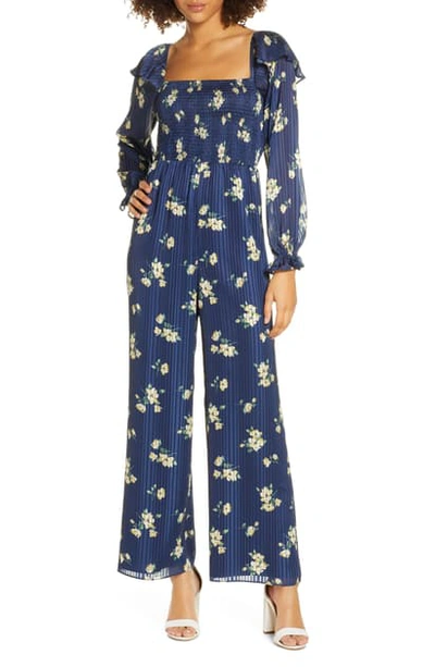 Ali & Jay Los Feliz Long Sleeve Floral Jumpsuit In Navy Floral