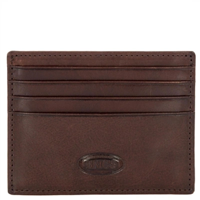 Bric's Vegetable-tanned Leather Card Holder In Dark Brown