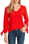 Cece Tie Sleeve Top In Luminous Red