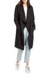 Bb Dakota Revolution Drapey Boucle Trench Coat In Charcoal Grey