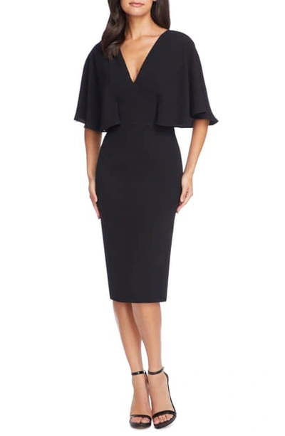Dress The Population Louisa Butterfly Sleeve Cocktail Dress In Black