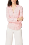 Court & Rowe Classic Stripe Cotton Button-up Blouse In Cheeky Peach