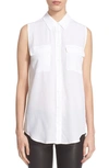 Equipment 'slim Signature' Sleeveless Silk Shirt In Bright White