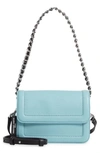 The Marc Jacobs The Mini Cushion Leather Shoulder Bag In Silent Blue
