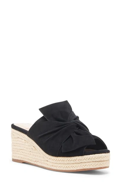 Sole Society Carima Espadrille Wedge In Black Suede