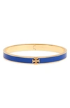 Tory Burch Kira Enamel Hinge Bracelet In Tory Gold / Nautical Blue