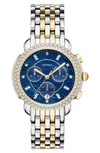 Michele Csx Diamond Embellished Chronograph Bracelet Watch, 37mm In Blue