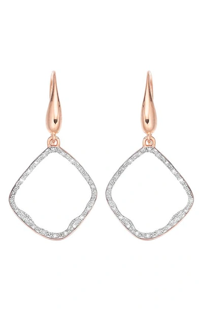 Monica Vinader Womens Rose Gold Riva Hoop 18ct Rose-gold Vermeil And Pavé Diamonds Earrings