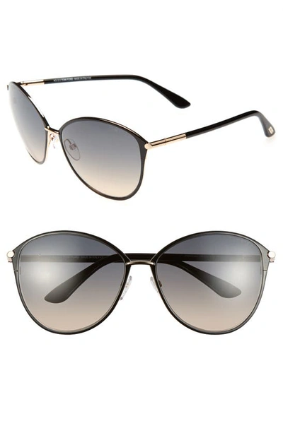 Tom Ford Penelope Metal Butterfly Sunglasses In Black