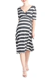 Nom Maternity Maya Maternity/nursing Wrap Dress In Charcoal Widestripe