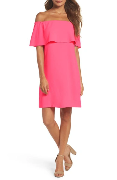 Charles Henry Off The Shoulder Dress In Hot Pink