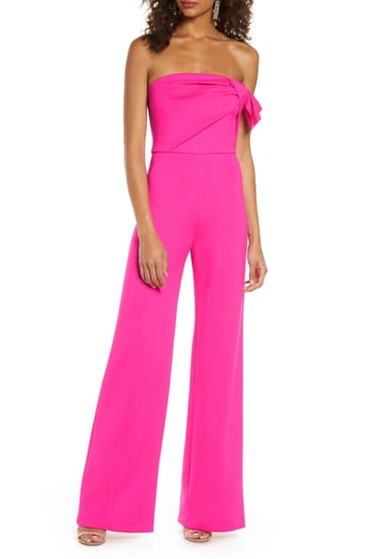 Black Halo Divina Off The Shoulder Wide Leg Jumpsuit In Iconic Pink