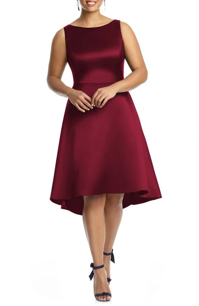 Alfred Sung High/low Cocktail Dress In Burgundy