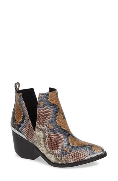 Jeffrey Campbell Cromwell Cutout Western Boot In Grey/ Wine Snake Print Leather