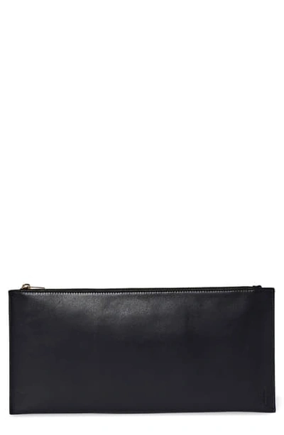 The Row Flat Rectangular Leather Clutch Bag In Black