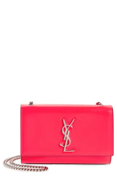 Saint Laurent Small Kate Calfskin Leather Crossbody Bag In Neon Pink