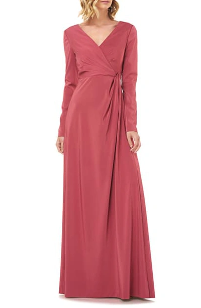 Kay Unger Adelina Long Sleeve Evening Gown In Rose | ModeSens