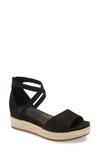 Eileen Fisher Island Sandal In Black Nubuck Leather