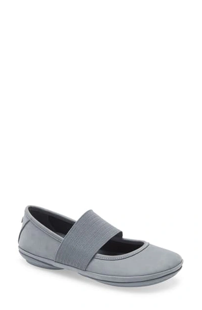 Camper Right Nina Leather Ballerina Flat In Grey Leather