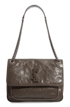 Saint Laurent Medium Niki Leather Shoulder Bag In Dusty Grey