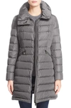 Moncler Flammette Water Repellent Long Hooded Down Coat In Charcoal