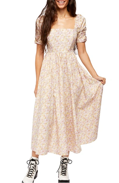 Free People She's A Dream Floral Maxi Dress With Corset Top-white In Powder Combo