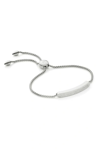 Monica Vinader Baja Skinny Pave Diamond Bracelet In Silver