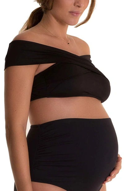 Pez D'or Maternity Lucia Crossover Bikini Top In Black
