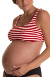 Pez D'or Maternity Alba Striped Bikini Swim Top In Redwhite