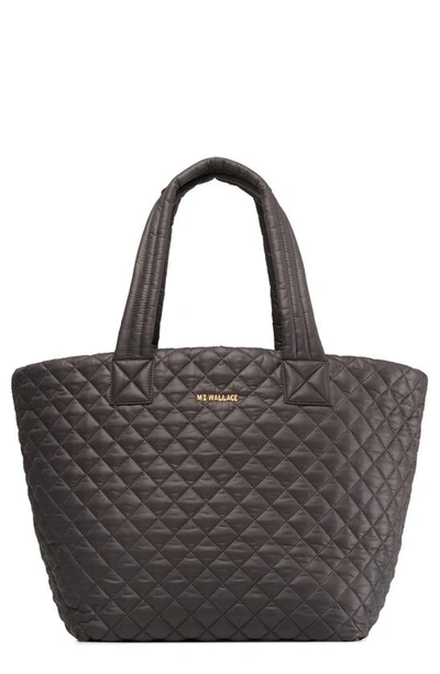 Mz Wallace Medium Metro Quilted Nylon Tote In Magnet/ Magnet