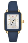 Michele Deco Sport Watch Head & Silicone Strap Watch, 34mm X 36mm In Blue/ Silver/ Gold