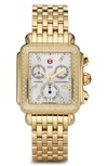 Michele Deco Diamond Chronograph Watch Head & Bracelet, 33mm In Gold/ Mop