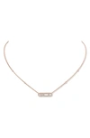 Messika Baby Move 18k Pink Gold Diamond Pave Necklace In Yellow Gold