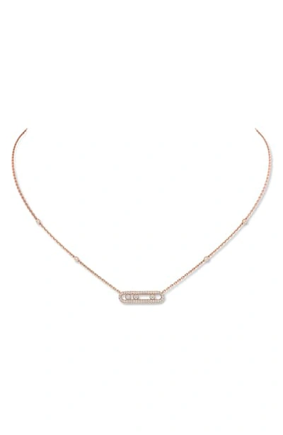 Messika Baby Move 18k Pink Gold Diamond Pave Necklace In Yellow Gold