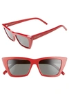 Saint Laurent Cat-eye Acetate Sunglasses In Shiny Red/ Grey Solid