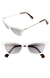 Valentino 53mm Cat Eye Sunglasses In Ivory/ Gold/ Grey Gradient