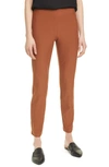 Eileen Fisher Stretch Crepe Slim Ankle Pants In Cinnamon