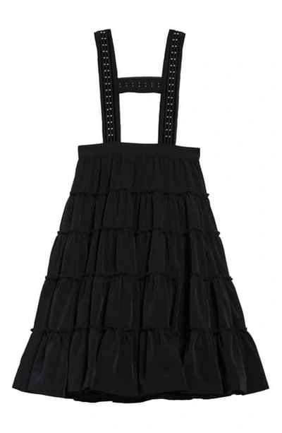 Noir Kei Ninomiya Suspender Tiered Midi Skirt In Black