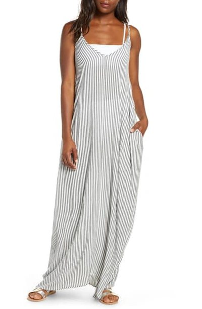 Elan Cover-up Maxi Dress In Charcoal/ White Stripe