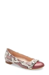 Agl Attilio Giusti Leombruni Cap Toe Ballet Flat In Pink Snake Print