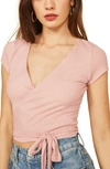 Reformation Flora Wrap Tee In Blush