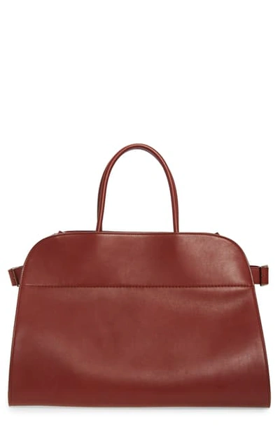 The Row Margaux 17 Leather Bag In Dark Berry